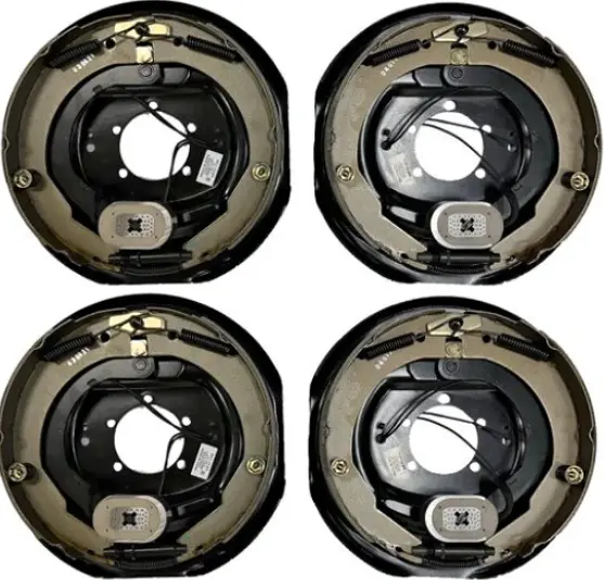 Electric trailer brake backing plate assemblies